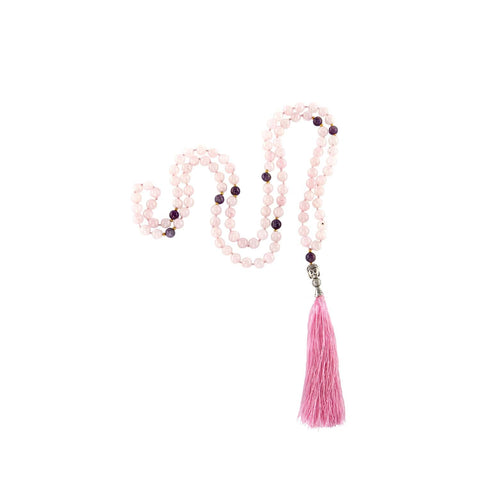 Mala necklace - Bodhi - Rose quartz and amethyst