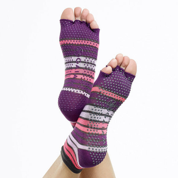 Yoga socks - Gaiam - Halftoe toe socks, striped