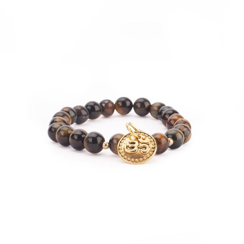 Mala Bracelet - With Tiger's Eye Beads and OM Amulet