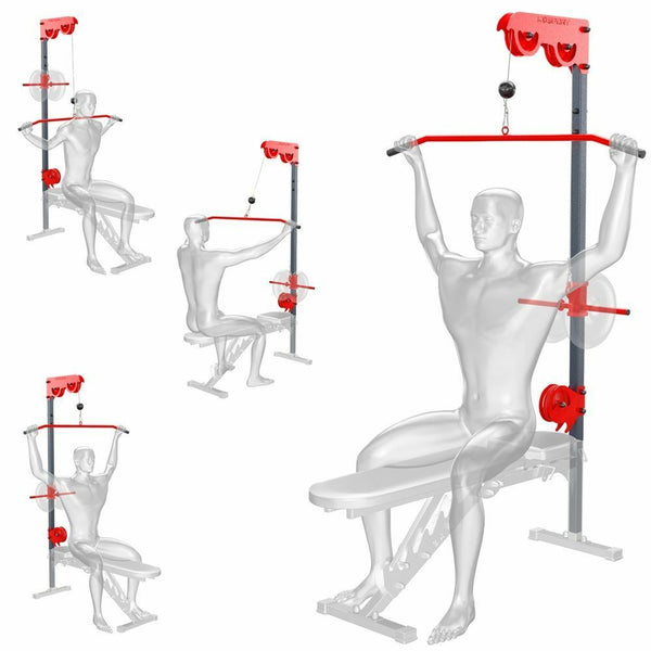 Upper/lower pulley for incline bench