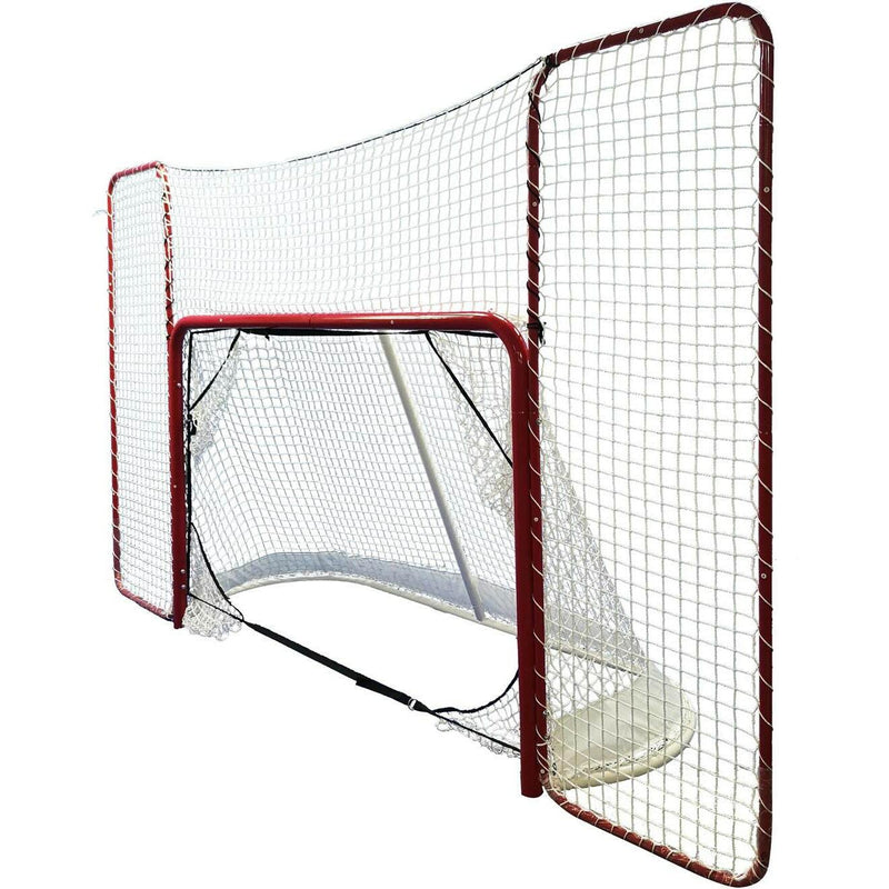 Hockey goal with protective nets and precision bags