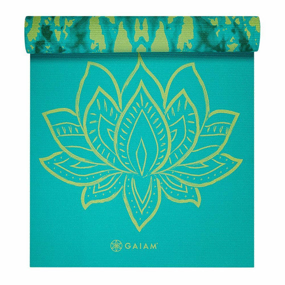 Reversible yoga mat - Gaiam - Turquoise Lotus, 6 mm