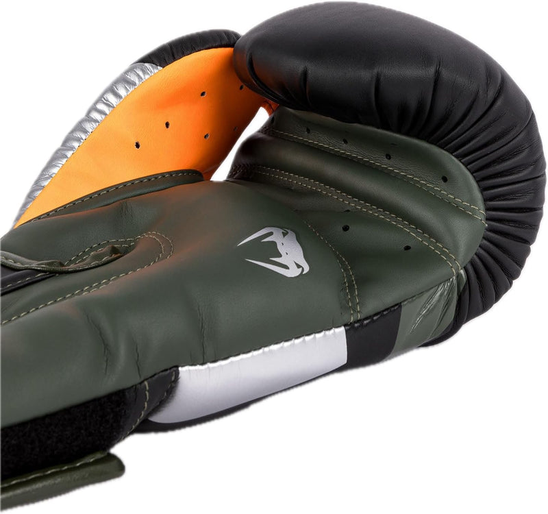 Boxing Gloves - Venum - 'Elite' - Black/Silver/Khaki