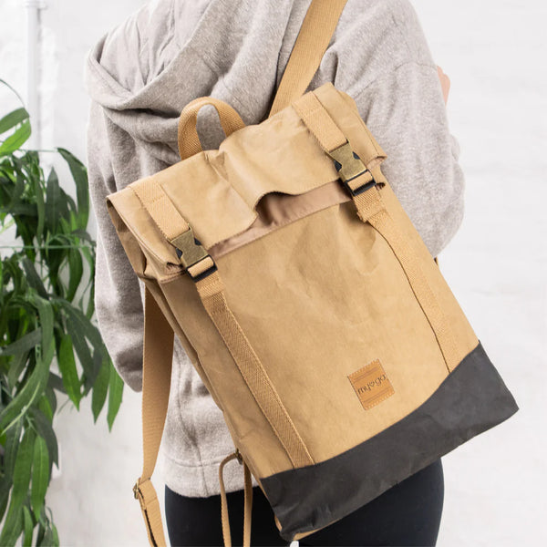 Recycled fiber and paper backpack