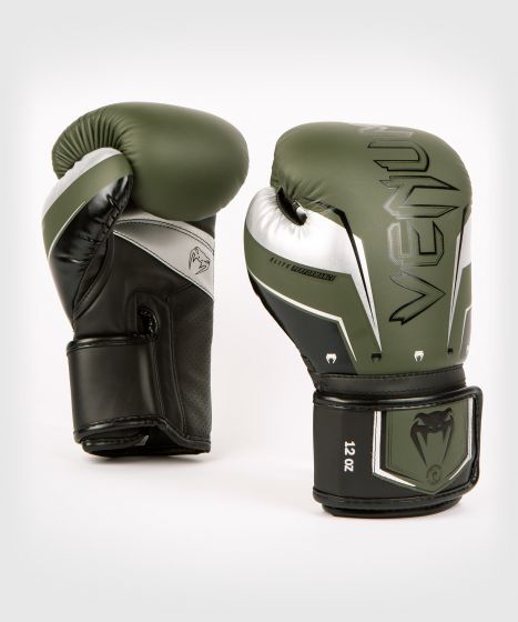 Boxing Gloves - Venum - 'Elite Evo' - Khaki/Silver 