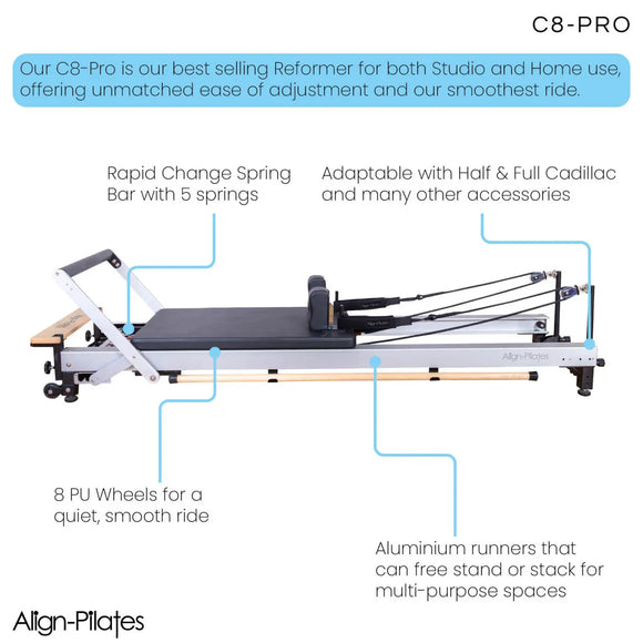 C8-Pro Pilates Reformer - Musta